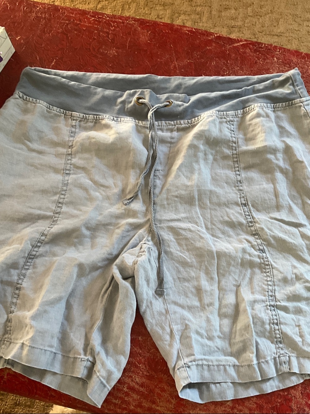 Wearables by XCVI Light Blue Drawstring Linen Shorts